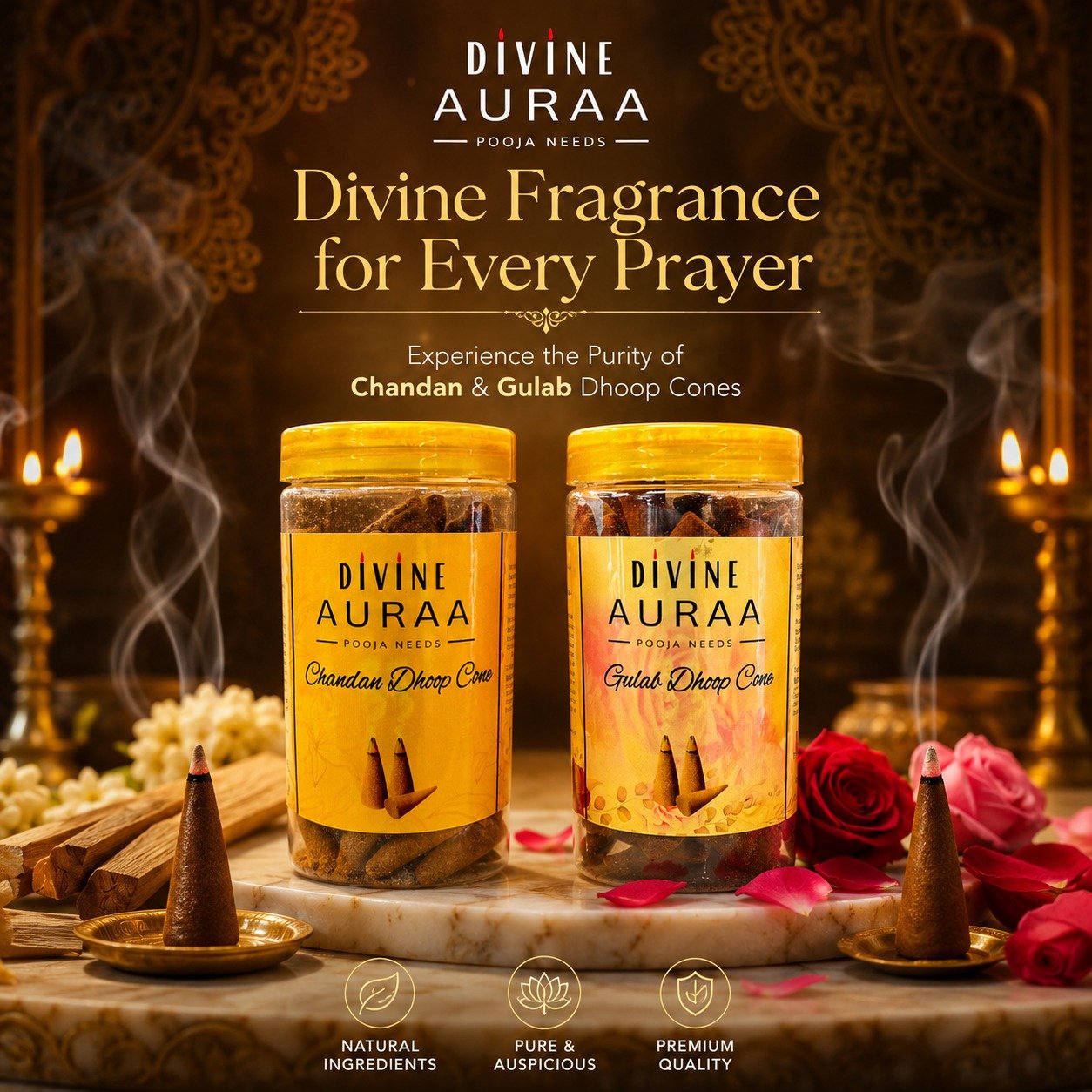 Chandan & Gulab Dhoop Cones